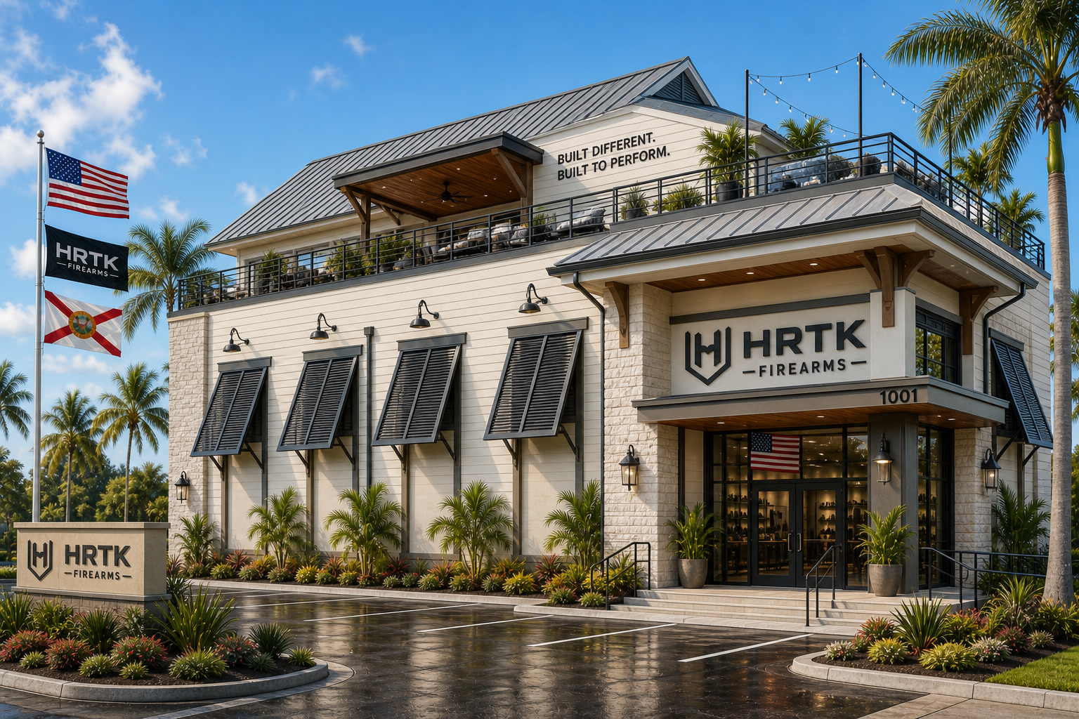 HRTK Firearms headquarters at 312 S Harbor City Blvd, Melbourne FL — front exterior